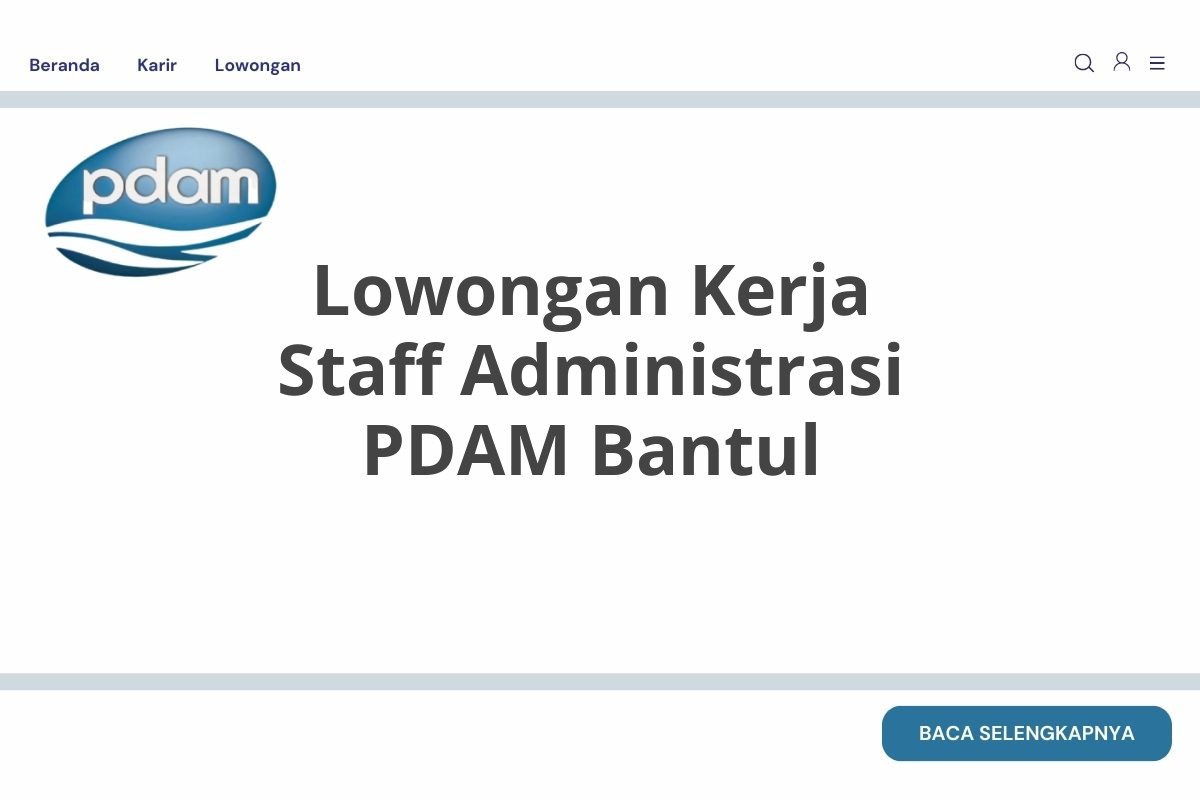 Lowongan Kerja Staff Administrasi PDAM Bantul