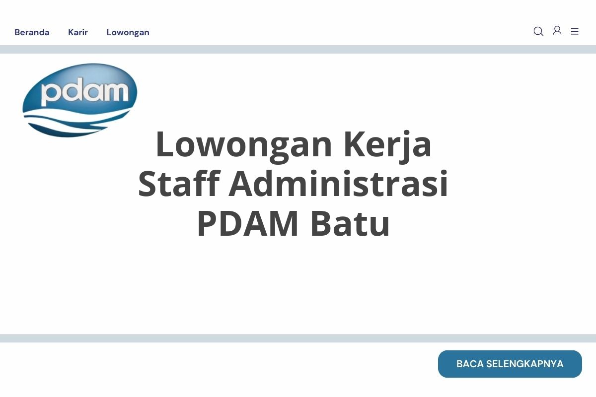 Lowongan Kerja Staff Administrasi PDAM Batu