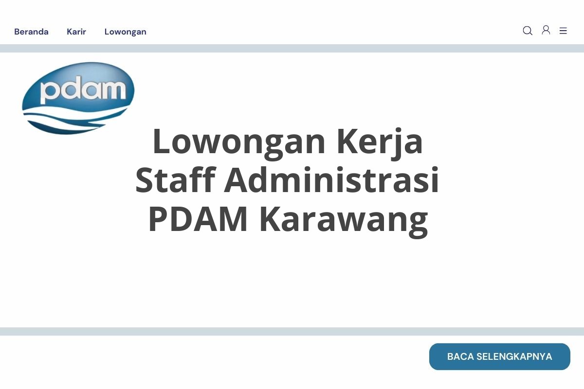 Lowongan Kerja Staff Administrasi PDAM Karawang