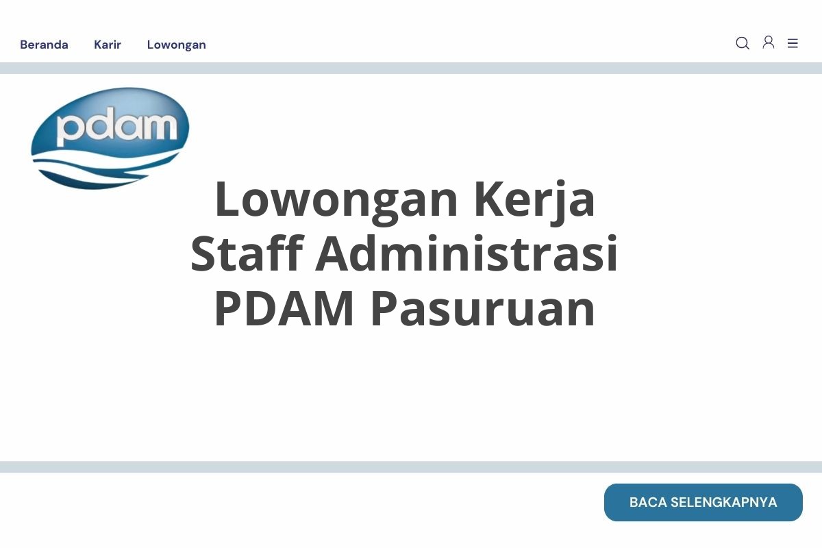 Lowongan Kerja Staff Administrasi PDAM Pasuruan