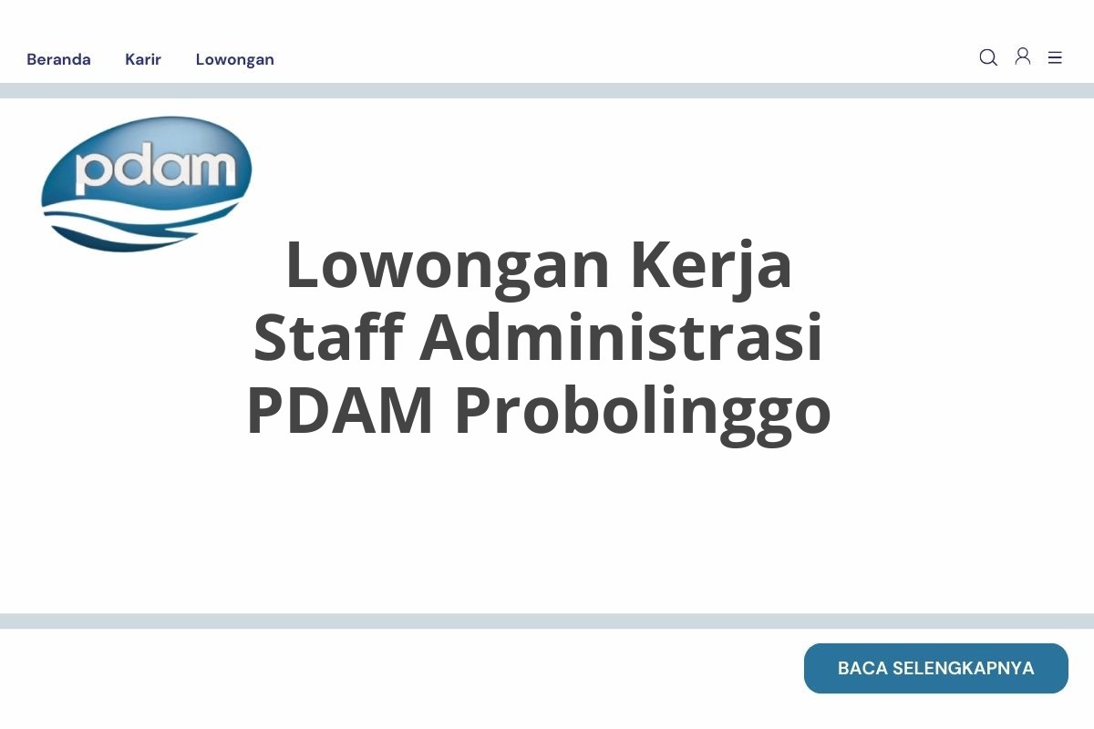 Lowongan Kerja Staff Administrasi PDAM Probolinggo