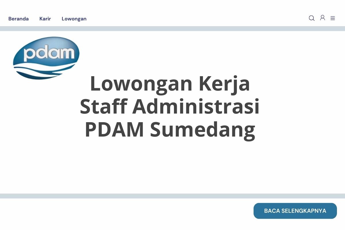 Lowongan Kerja Staff Administrasi PDAM Sumedang