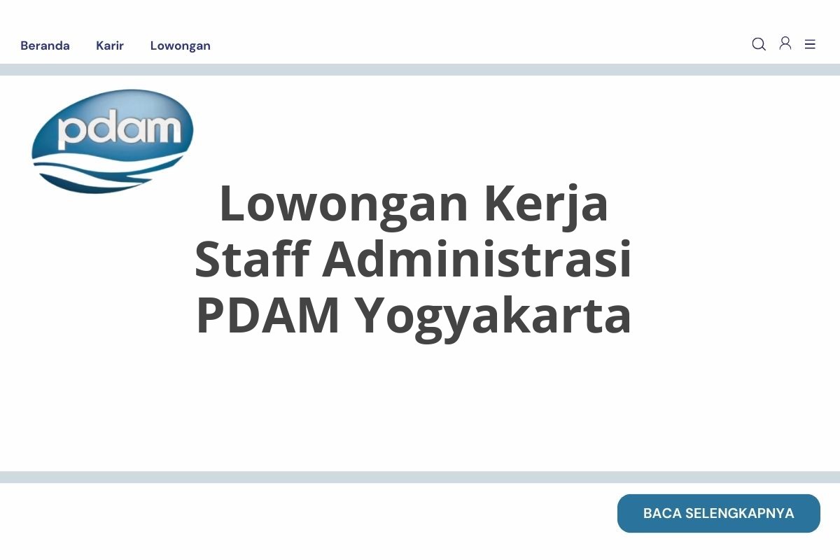 Lowongan Kerja Staff Administrasi PDAM Yogyakarta