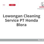 Lowongan Cleaning Service PT Honda Blora Terbaru 2026